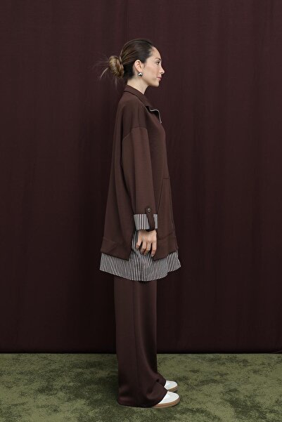 Puane Women's Garni Detailed Suit - 14383Tks - Brown