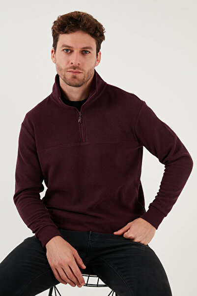 Buratti Памучен пуловер с редовна кройка, половин цип и яка Мъжки ПУЛОВЕР 456112