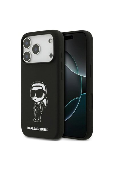 Karl Lagerfeld iPhone 17 Pro Silicone Sketch & Logo Case, Karl, black