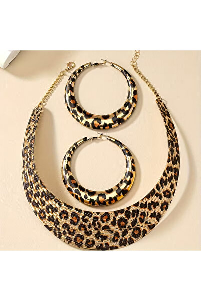 byozanyılmaz Leopard Design Necklace Earring Set