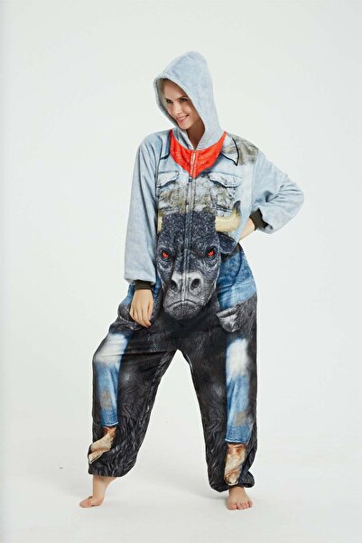 WildFashion Χνουδωτές πιτζάμες kigurumi με τύπωμα BULL PJM233-411