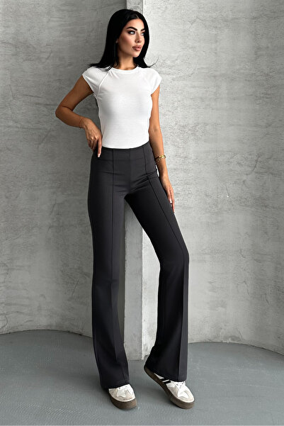 macharel jeans Kadın İspanyol Paça Çima Dikişli Modal Kumaş Pantolon