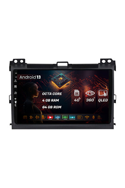 HUB64 Navigatie Toyota Prado J120 (2002 - 2010), 4GB RAM, Android 13, Octacor...