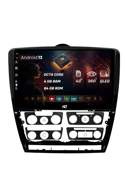 HUB64 Navigatie Skoda Octavia 2, 4GB RAM, Android 13, Octacore, Slot Sim 4G