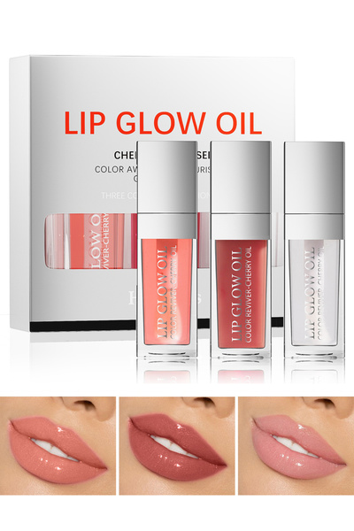 HelloKiss مجموعة من 3 قطع من زيت الشفاه اللامع، مرطب للشفاه وممتلئ، ملمع ملون...