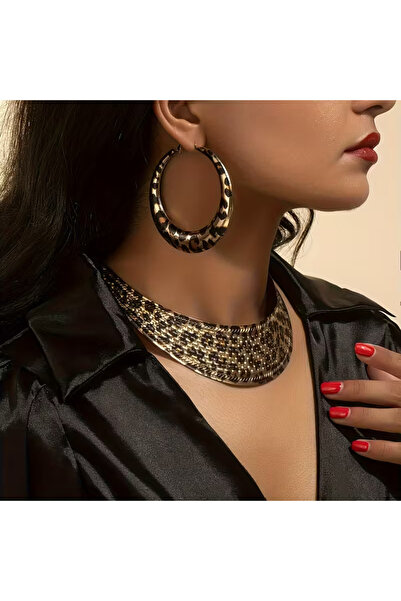 byozanyılmaz Leopard Design Necklace Earring Set