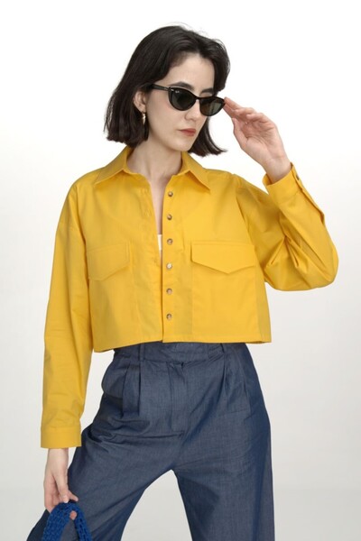F&K 3X2 Crop Cut Pocketed Poplin Shirt