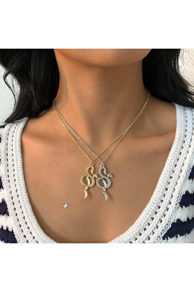 Pursehuit Σετ 2 κολιέ, χρυσού και ασημί χρώματος, με φίδια, Λουκρητία C2