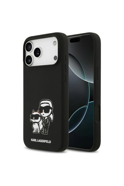 Karl Lagerfeld Carcasă din silicon pentru iPhone 17 Pro Max cu schițe și logo...
