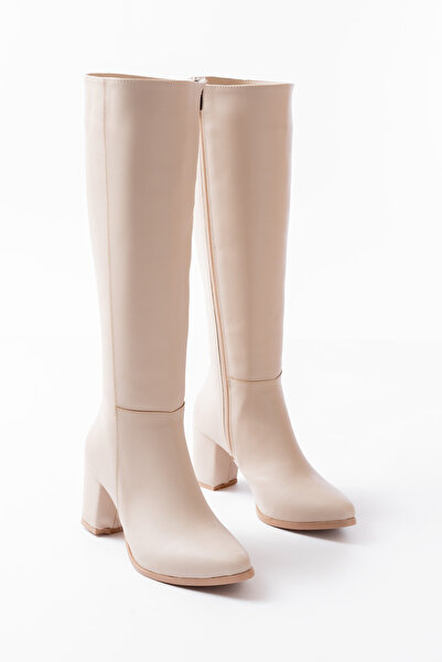 MİSSOLLES FERMUAR DETAYLI BEJ KADIN ÇİZME