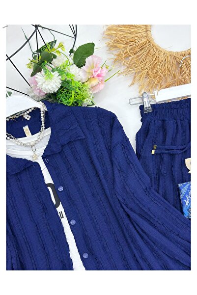 YEDİLALE Firfir Fabric Casual Dual-Piece Set [36-44 Size Range, the Price Only Includes the Shirt and Pants]