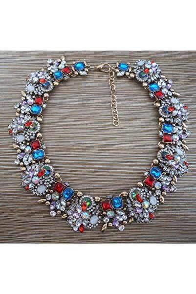 Pursehuit Χρυσό κολιέ, με πολύχρωμες πέτρες, Jada C3