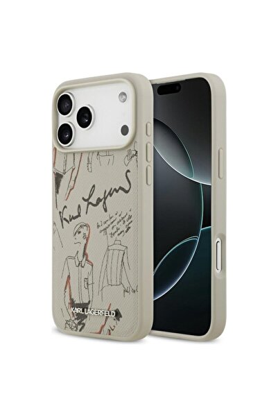 Karl Lagerfeld Carcasă rigidă pentru iPhone 17 Pro Max cu logo granulat, gri