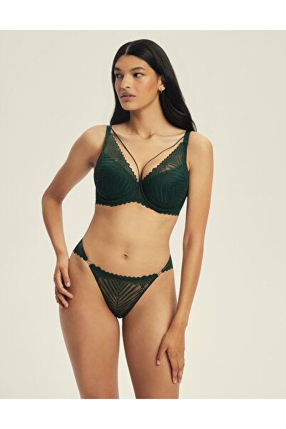 ESOTIQ Women's Briefs Panties Brazilian Design Floral Lace with Golden Accessories | Onika