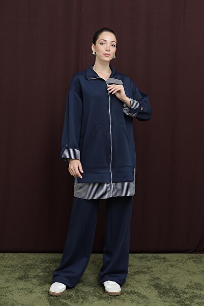 Puane Kadın Garni Detaylı Takım - 14383TKS - Lacivert