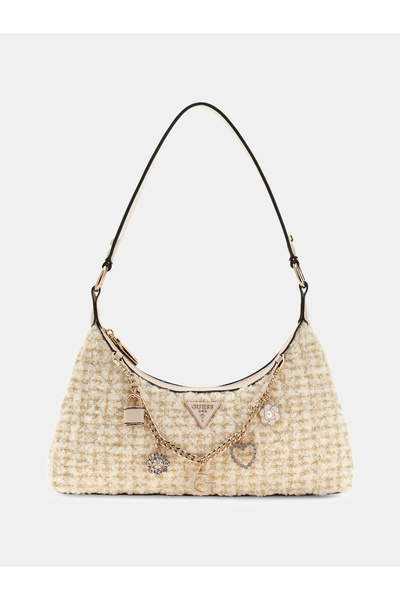Guess Everlee Women's Cream Wool Blend Handbag Hwat8679180-Ivo