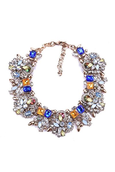 Pursehuit Χρυσό κολιέ, με πολύχρωμες πέτρες, Hulda C1