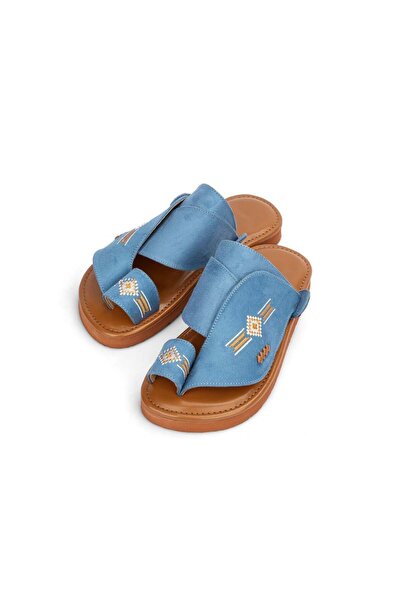 NAYASHIN حذاء شرقي طبي من الشمواه السماوي المطرز