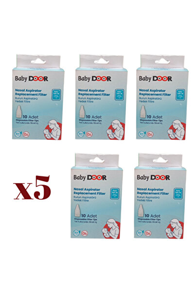 babydoor 5'Li Paket Nasal Burun Aspiratöru Tek Kullanımlık Filtreli Yedek Uç 50 Adet (5PK*10)