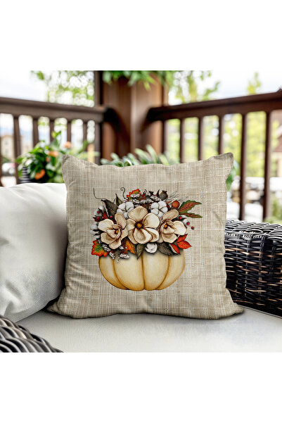 Evmila Двустранно отпечатана кадифена тъкан с есенен мотив и тиква за калъф з...