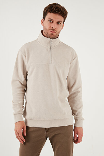 Buratti Ανδρικό πουλόβερ ψηλός λαιμός από βαμβακερό πουλόβερ με μισό φερμουάρ 456112