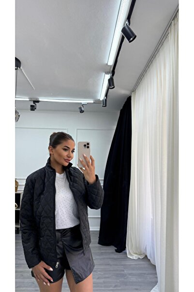 Daves Kısa Kapitone Mevsimlik Ceket Mont Siyah