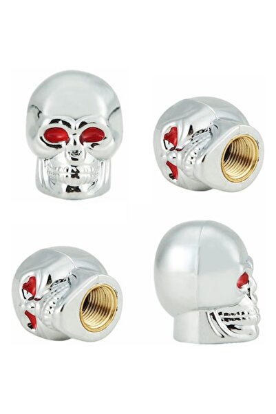 General Store Set 4 capacele pentru ventil auto Cap de Mort, SA&SO General Store®, Argintiu