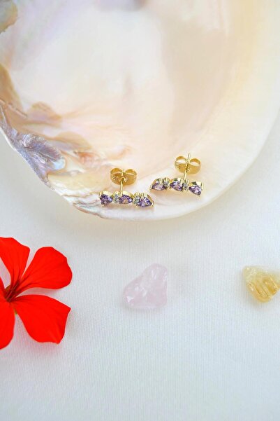 Sacce Scarves&Accessories Zircon Stone Rowed Heart Earrings Lob Helix Cartilage Compatible