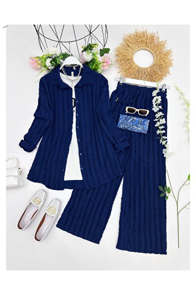 YEDİLALE Firfir Fabric Casual Dual-Piece Set [36-44 Size Range, the Price Only Includes the Shirt and Pants]