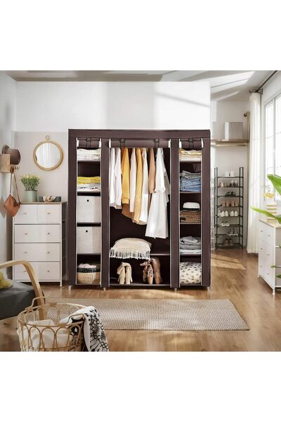 AsolBD Portable Wardrobe for clothing Storage Organizer Non-Woven Fabric Clothes Closet Easy to Assemble