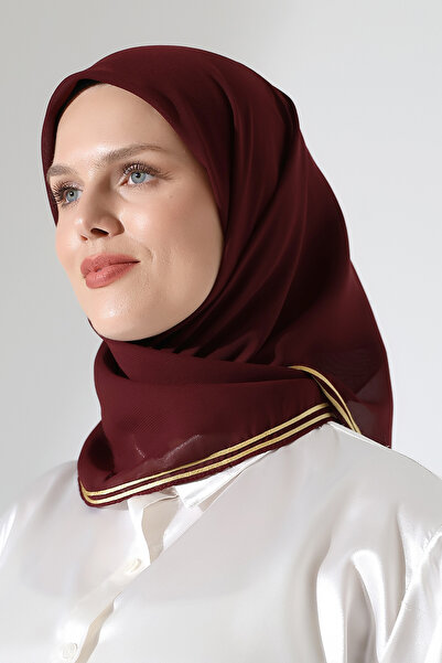 ihvan online Hijab Pleated Plain Chiffon Scarf - Burgundy