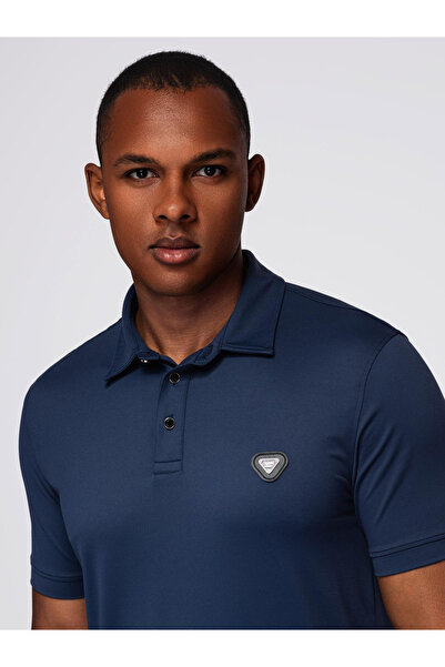 OMBRE Stilvolles Herren-Poloshirt aus Stretch-Stoff - Marineblau V3 OM-POSS-0150 L