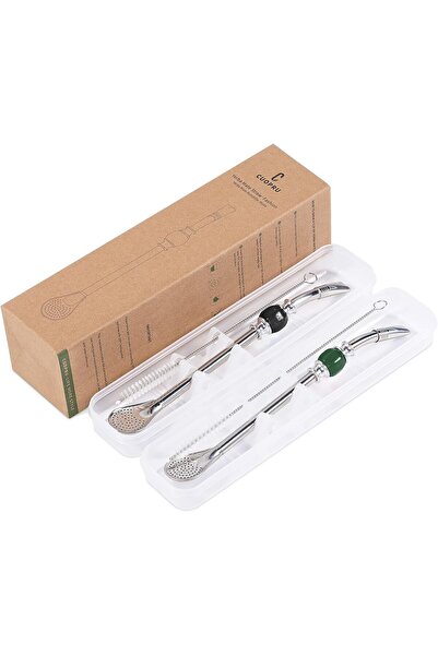 CUOPRU Yerba Mate Bombillas Set - Included Mate Gourd Stainless Steel Straws with Straw Case, Remova