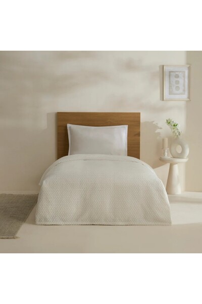 Karaca Leaves Weiße Einzelbettdecke 150x200