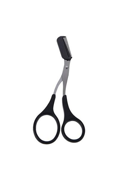 OEM Foarfeca stilizare sprancene, Plastic/Inox, Argintiu/Negru