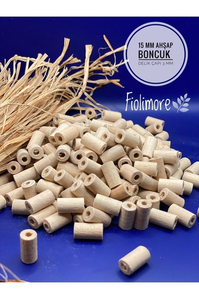 Fiolimore 15 mm neobrađene drvene perle od cijevi (50 grama, 100 komada) preč...