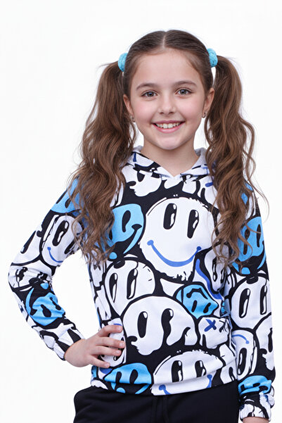 FYK KİDS KAPÜŞONLU DESENLİ KIZ ÇOCUK SWEATSHİRT