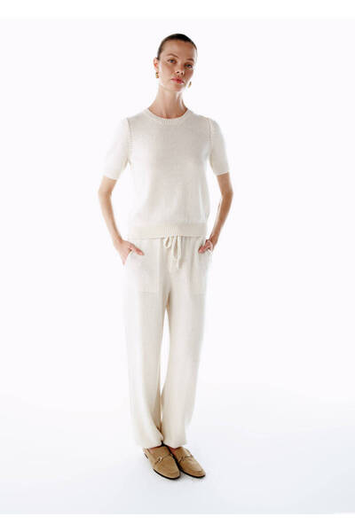 Knitss Ecru Cashmere Knitwear Top