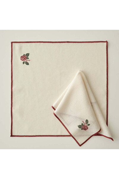 Bella Maison مناديل مطبوعة بالورد كريمية (40×40 سم)