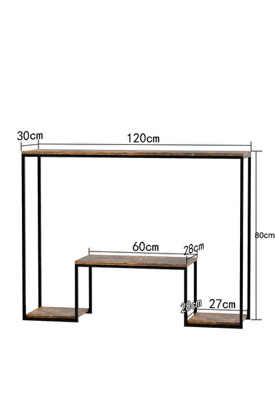 VariFurnx 120*30*80cm 3Tier Console Table Sofa Table with Shelf and Entryway Table Couch Hallway Entrance