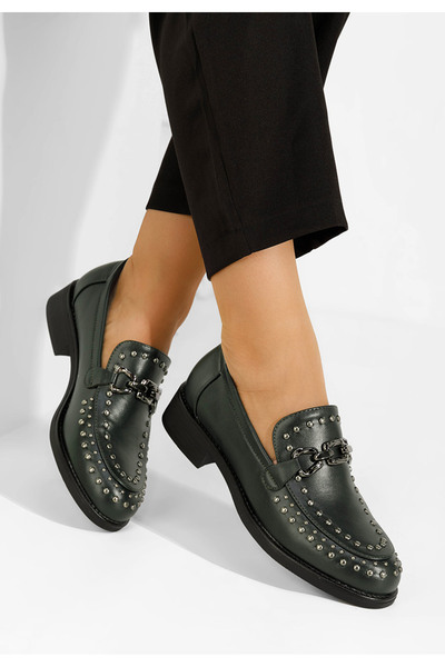 B T Shoes Zelené dámské mokasíny Seyla
