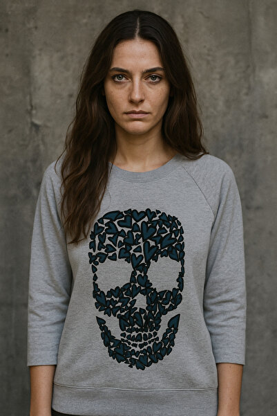 DE PLEIN Heart Skull Printed Half Sleeve Women's T-Shirt
