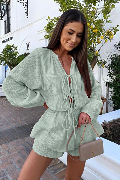 Baby xclub Μίνι φόρεμα από 100% βαμβάκι με λεπτομέρεια με κορδόνια που στρώνονται στρώσεις μουσελίνας