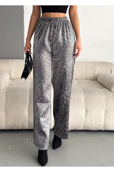 PUCKA FASHION Pucka Leopard Pattern Shiny Dpkuma High Waist Pants