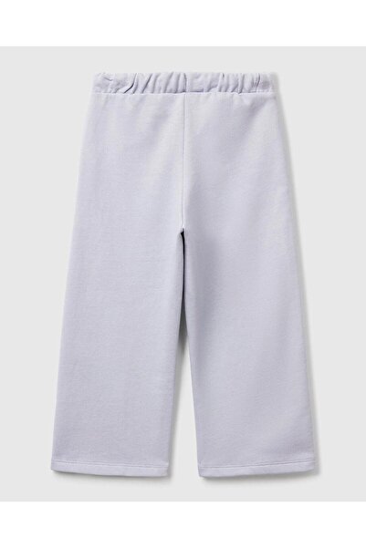 United Colors of Benetton Κοριτσίστικο λιλά φαρδύ παντελόνι με κορδόνι μέσης και τσέπη με λογότυπο