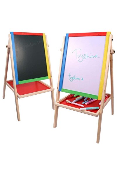 Toybox Kids Writing Board - Portable Double Sided Wooden Easel Drawing Stand for Kids - Small