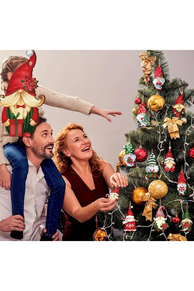 YILBAŞI SÜSÜ Комплект от 10 малки дървени коледни украшения