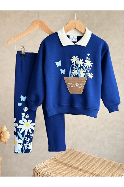 Alvadonna Girls' Shirt with Collar Bottom Top Set