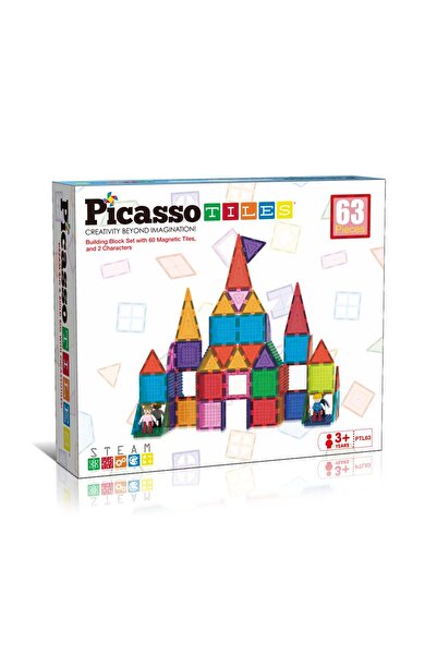 PicassoTiles Set magnetic de plăci Picasso - 63 de piese