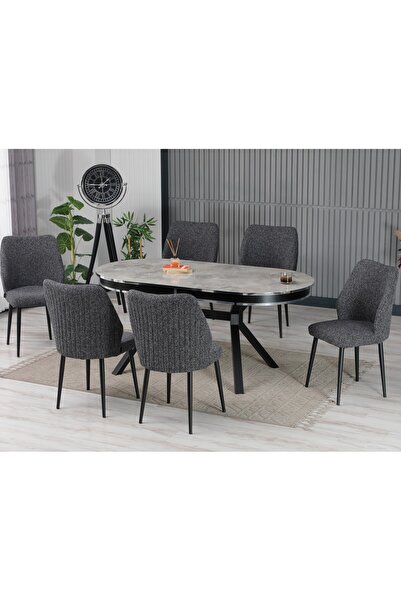 Sar Pakete Mars Hazal Serisi, Lak Panel Masa Takımı – 6 Sandalyeli 170x90 cm ...